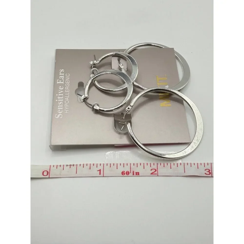Silver Tone Hypoallergenic Double Hoop Earrings | NWT M·IT